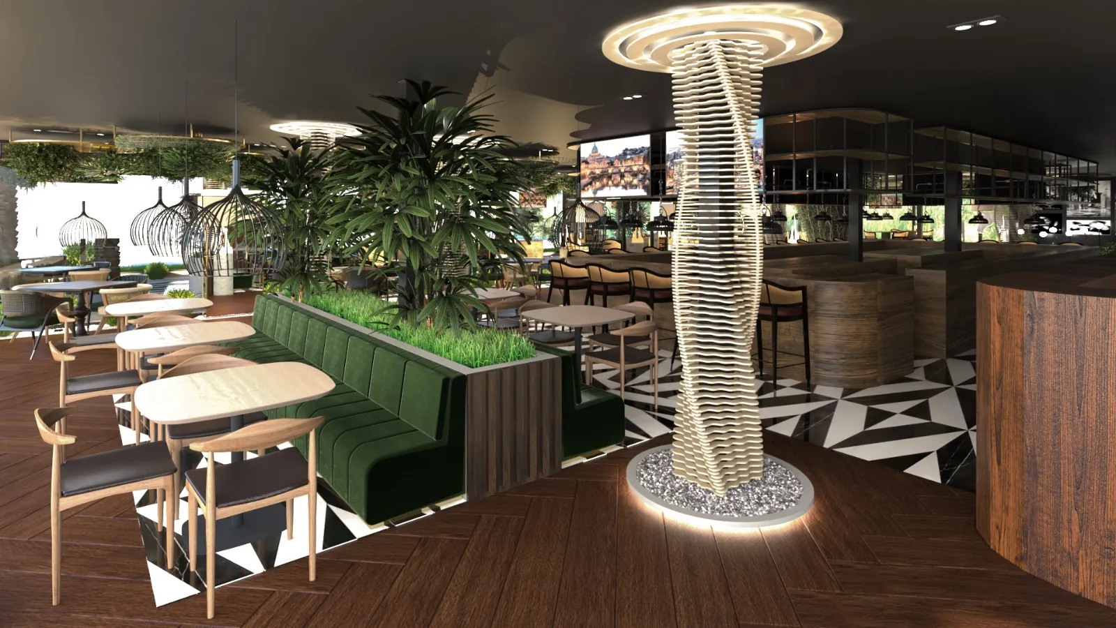 Işıklı kolon ve bar